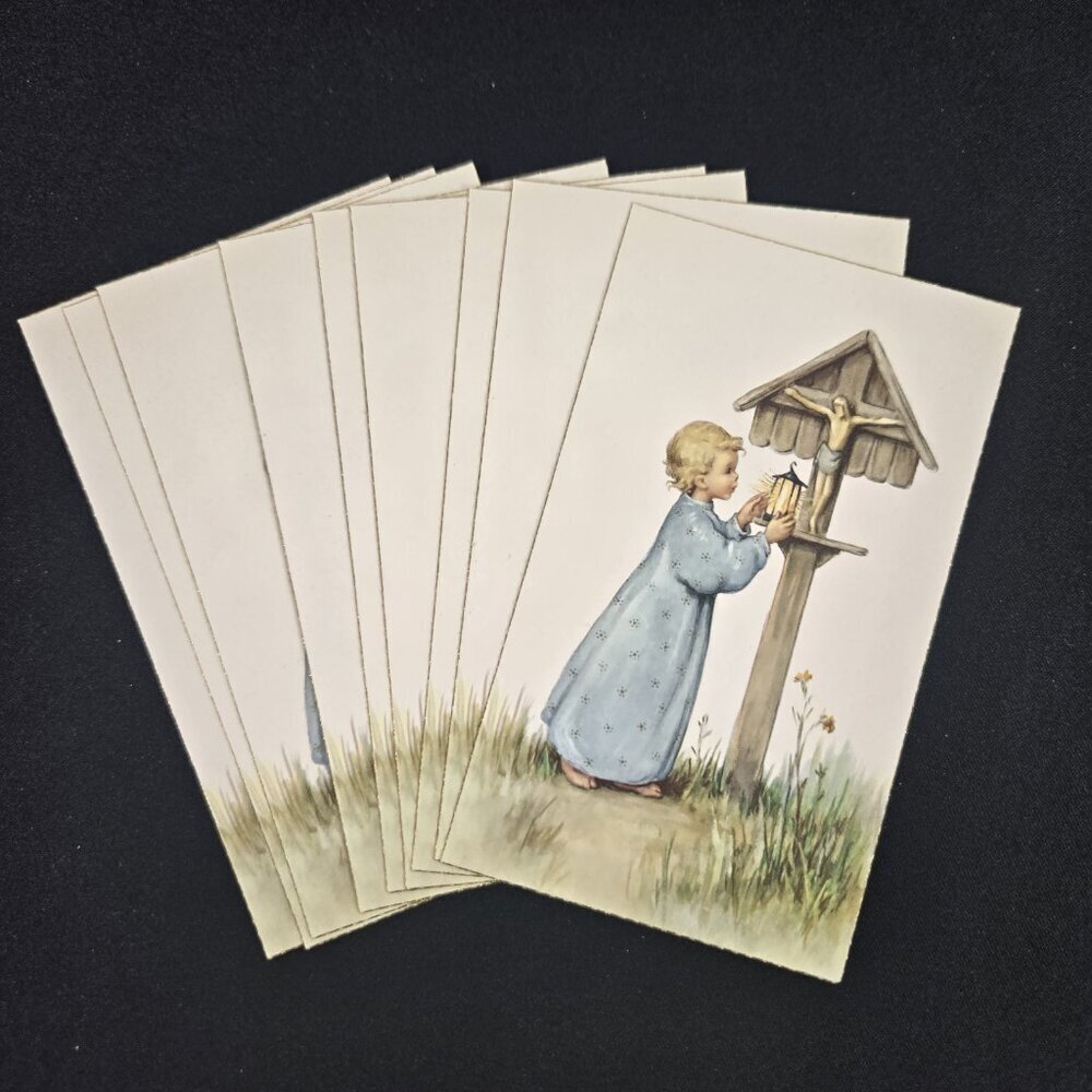 Child w Crucifix Vintage 1960s Children's Holy Prayer Cards Lot NOS 25pc